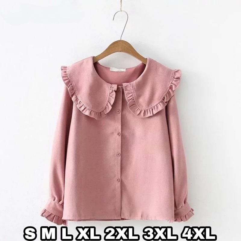 Yanuar Blouse Baju Korea Size S M L XL XXL XXXL XXXXL 2XL 3XL 4XL 2L 3L 4L 5L Atasan Jumbo Kemeja Basic Jumbo Atasan Big Size Oversize Baju Kerja Kantor Korea Blouse Jumbo Wanita