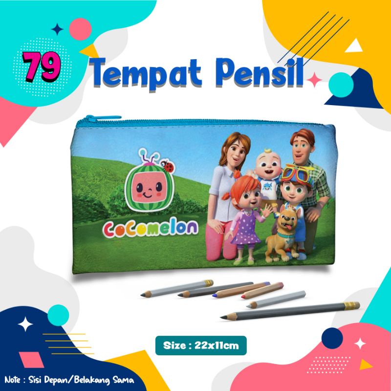 

Tempat Pensil Cocomelon 22x11 kulit sintetis Dompet handphone dll