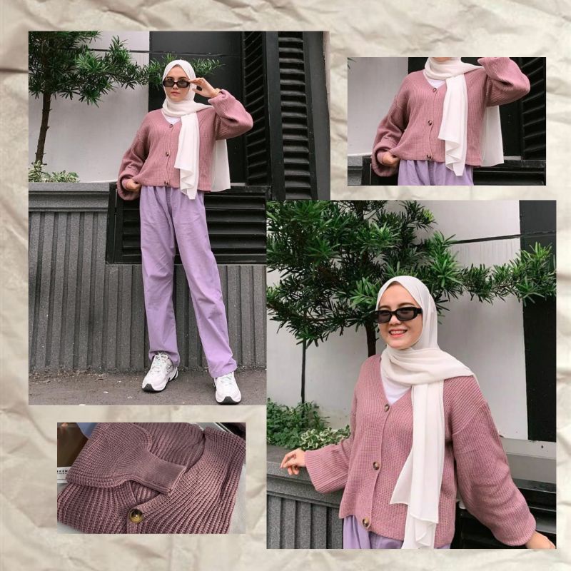 VINA CARDIGAN RAJUT CROP LENGAN BALON/KNITTED CARDIGAN/KARDIGAN RAJUT/KARDIGAN VINA/LENGAN BALON/OUTHER/PAKAIAN WANITA