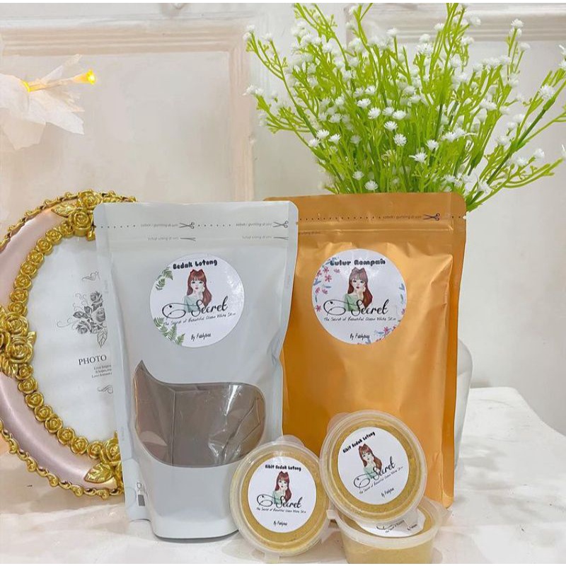PAKET LULUR Bedak Lotong / Bedda Lontong / Lulur Rempah / Lulur Viral secret by febhybiee kemasan 10