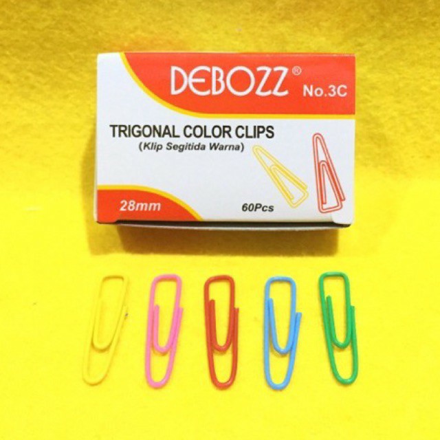 

2 Box/ 2 Kotak Kecil Paper Clip Kertas Trigonal Clip Debozz No 3 25mm ( 120 Clips) Warna Warni