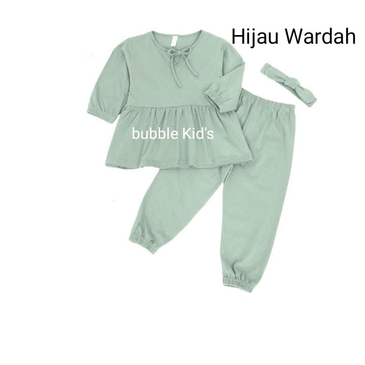 Setelan Rivana Free Bandana Bayi Anak Balita Fashion Muslim Katun Polos 0-3 Tahun