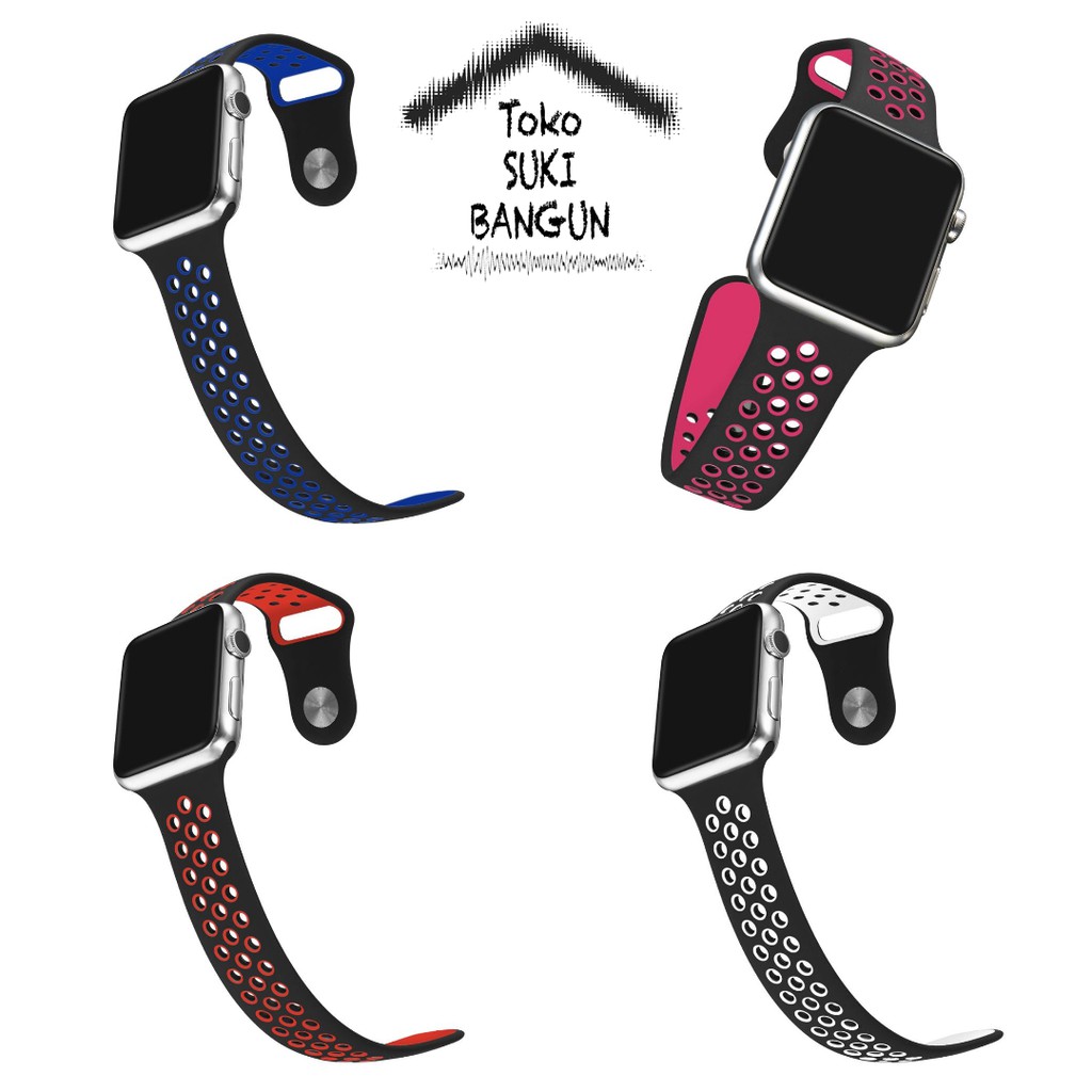 Strap Apple Watch Series 7 6 5 4 3 2 1 41mm 40mm 38mm TALI JAM Rubber SPORT BREATHABLE NEW COLOR