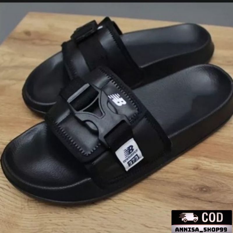 AnnisaShop99 . HITAM TERANG SHB . Promo Sandal Slop slip on distro casual pria wanita dewasa