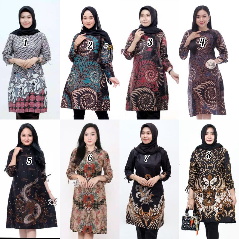 Tunik Batik Katun Baju Kerja Wanita Simple Seragam Batik Katun Murah / tunik batik terbaru / tunik b