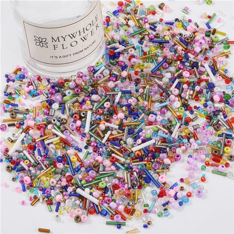 1000 Pcs 30g 1.5-4.5 Mm Multicolor Campuran Manik-manik Biji Terompet Bulat Manik-manik Kaca untuk DIY Perhiasan Anting-Anting Membuat Aksesoris Aksesoris