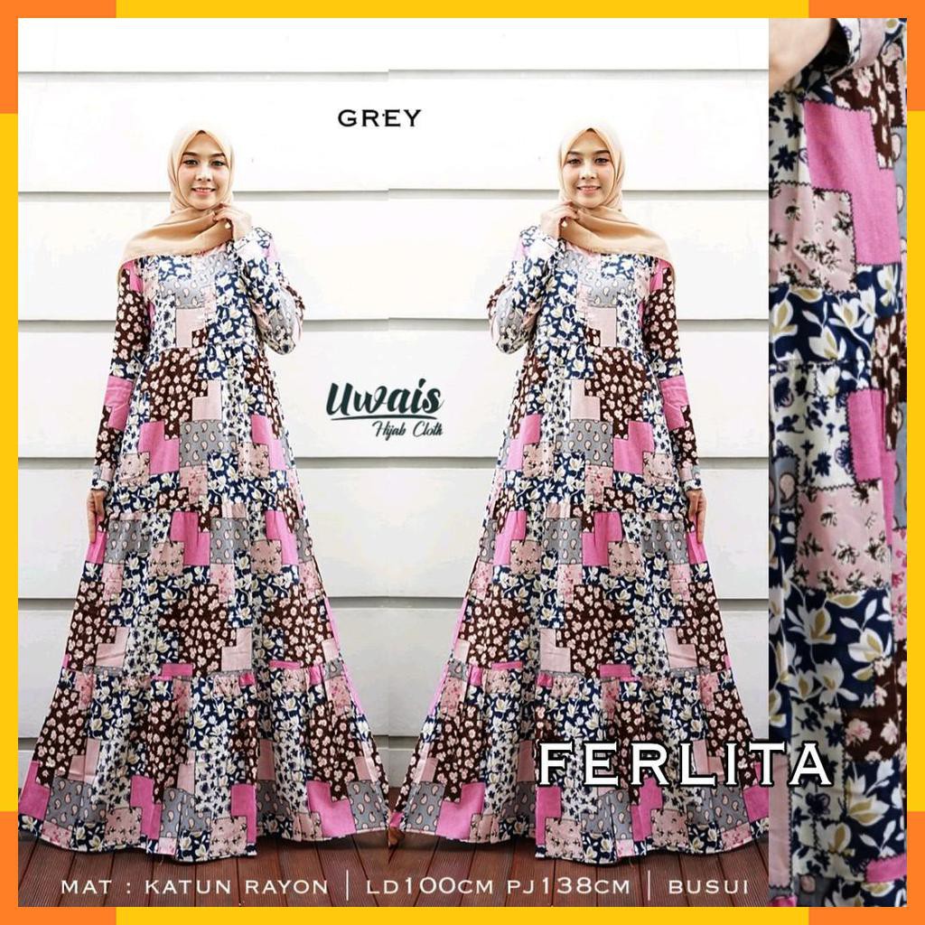DRESS GAMIS MOTIF. FASHION MUSLIM WANITA. BY UWAIS