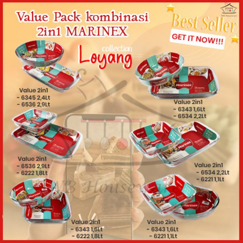 Loyang kaca prasmanan set tahan panas marinex / wadah saji tebal import original 100%
