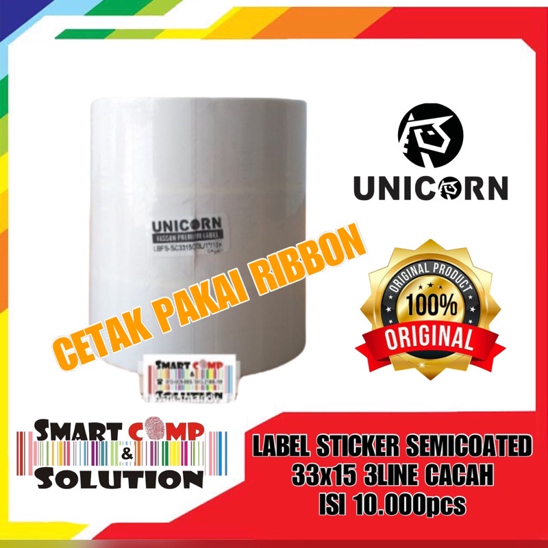 Stiker Label Barcode Semicoated Cacah 33x15mm / 33x15 mm / 33 x 15 mm