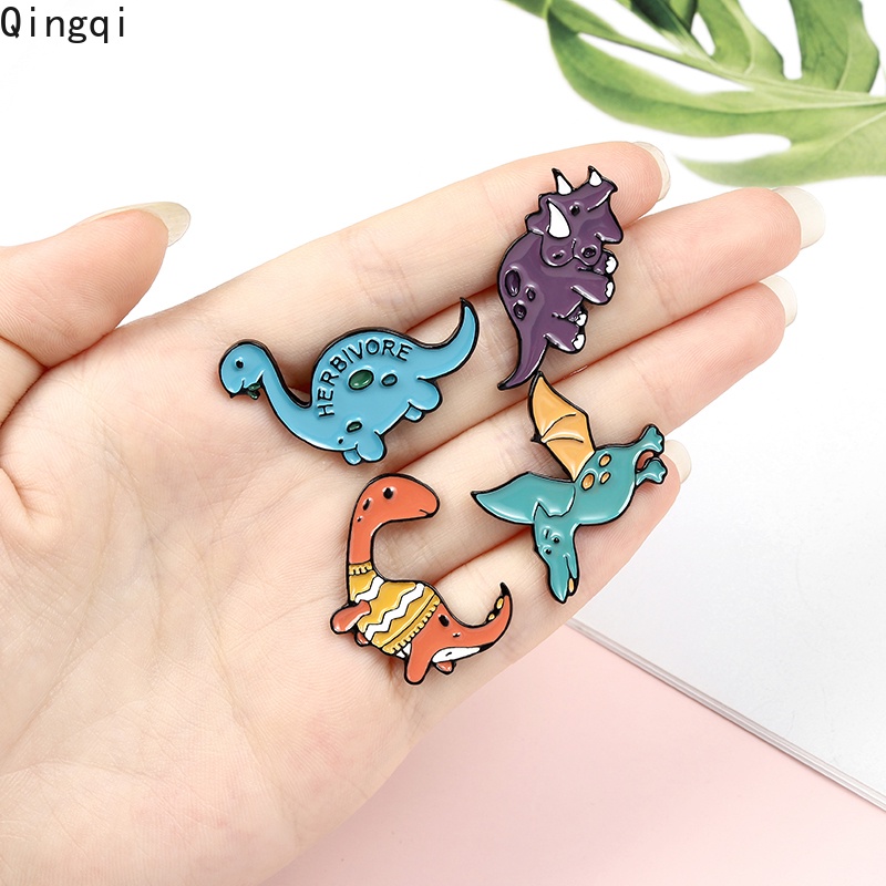 Bros Pin Desain Kartun Dinosaurus Warna-Warni Untuk Kemeja Denim