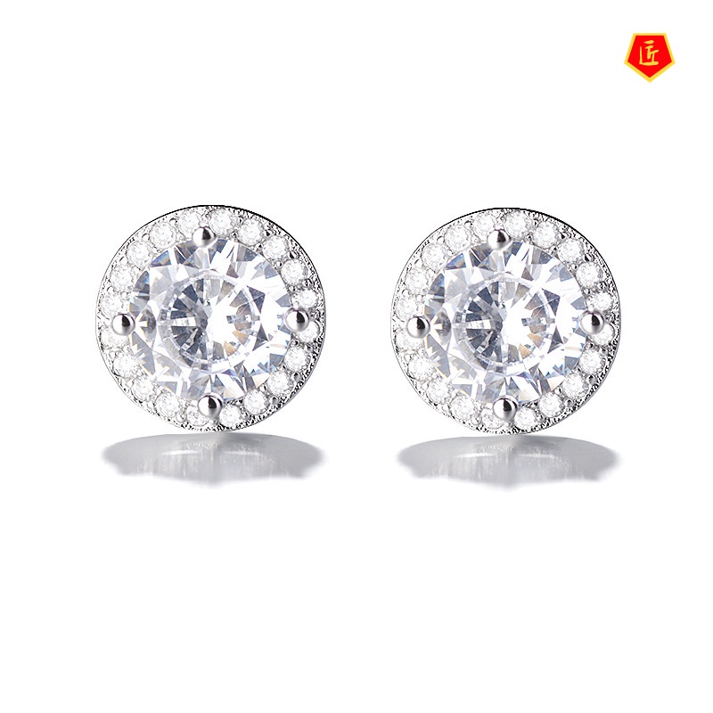 [Ready Stock]Classic Full Diamond Round Studs Women