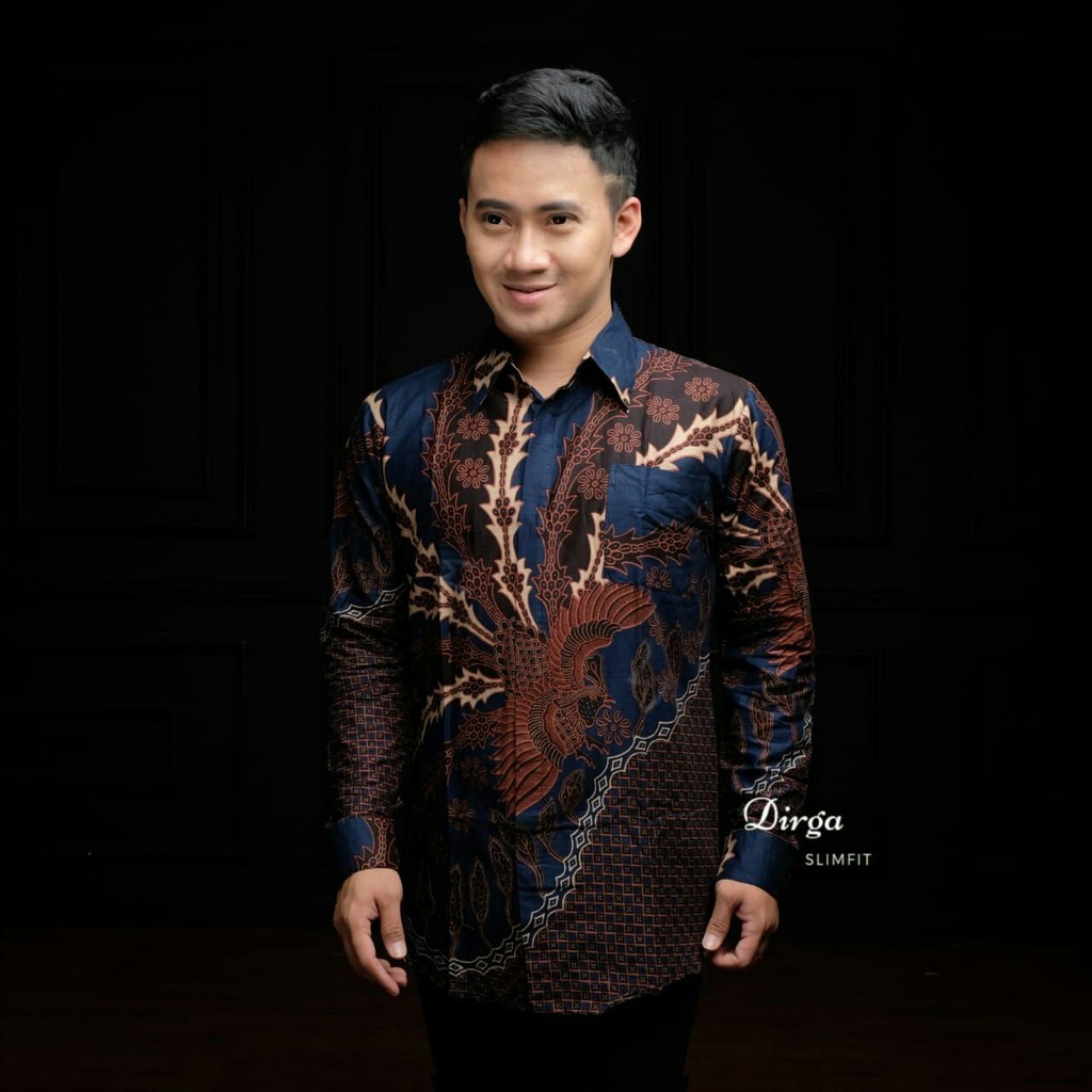 Batik Pria Lengan Panjang BATIK NAKULA HRB026 motif KERATONAN Kode 002 size M L XL XXL Reguler