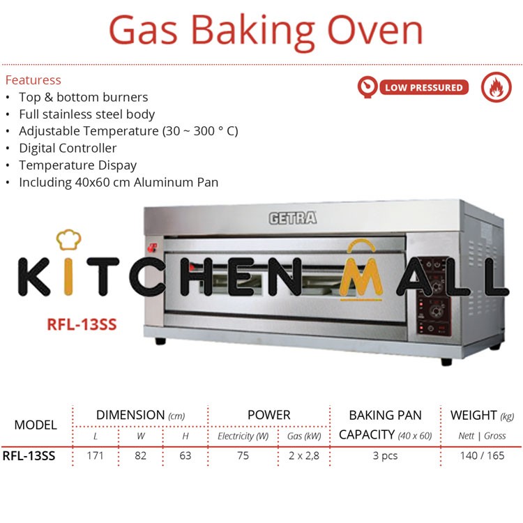 GETRA RFL-13SS Gas Baking Oven / Mesin Oven Gas