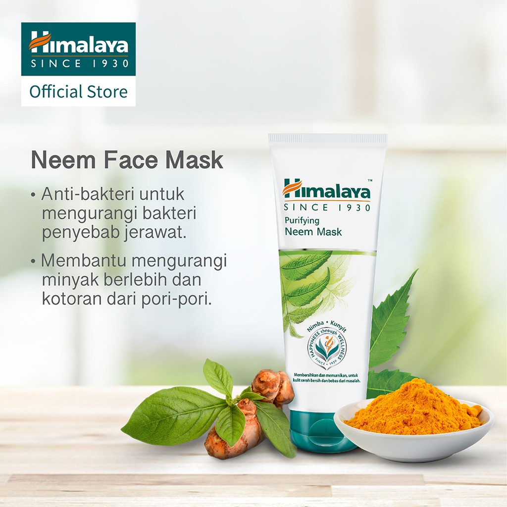 Himalaya Purifying Neem Mask 50ml / 100ml Masker Wajah Antibakteri &amp; Ekstra Kunyit Khusus Jerawat BPOM