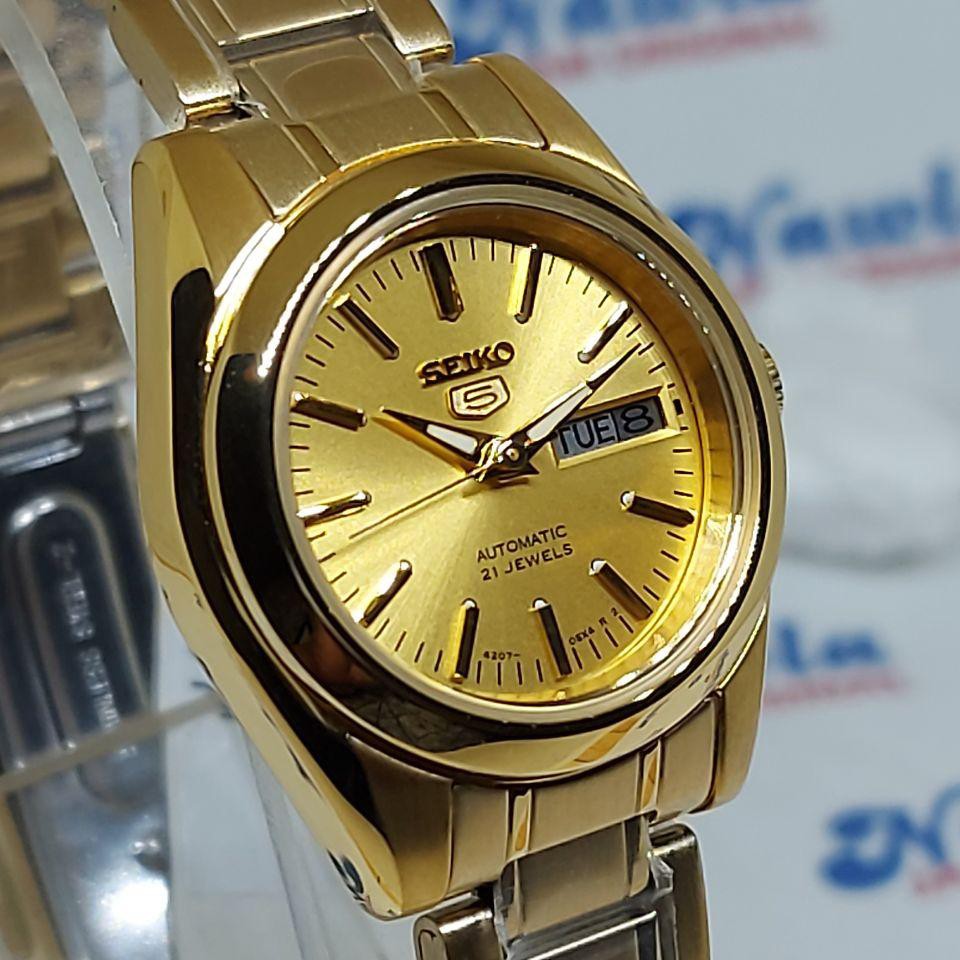 Seiko 5 Ladies SYMK20K1 Automatic Gold Tone Bracelet - Jam Tangan Wanita SYMK20