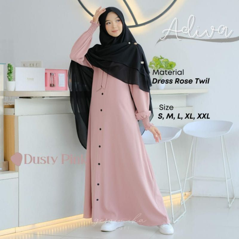 Adiva set by gerai mika l Daily dress rose twill premium murah l Dress casual Tiffany twill