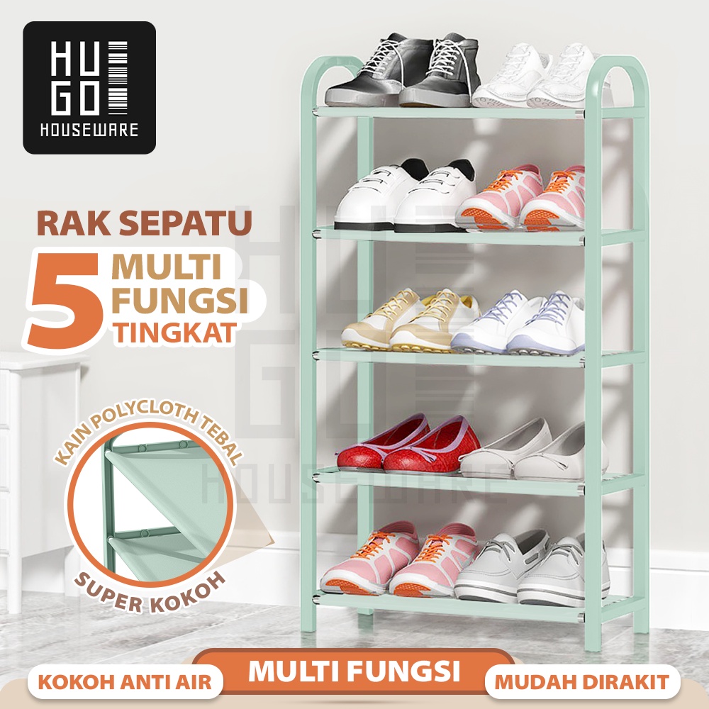 HUGO Tempat Sepatu Rak Sepatu Sandal Multifungsi 4 dan 5 Tingkat