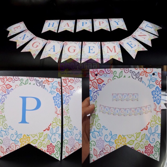 Banner / Bunting Flag / Tulisan Happy Engagement