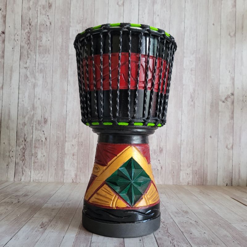 Gendang Kendang Jimbe Djimbe Reggae Spesial Head Mika 8 inch Power Beat Motif Ukir Super