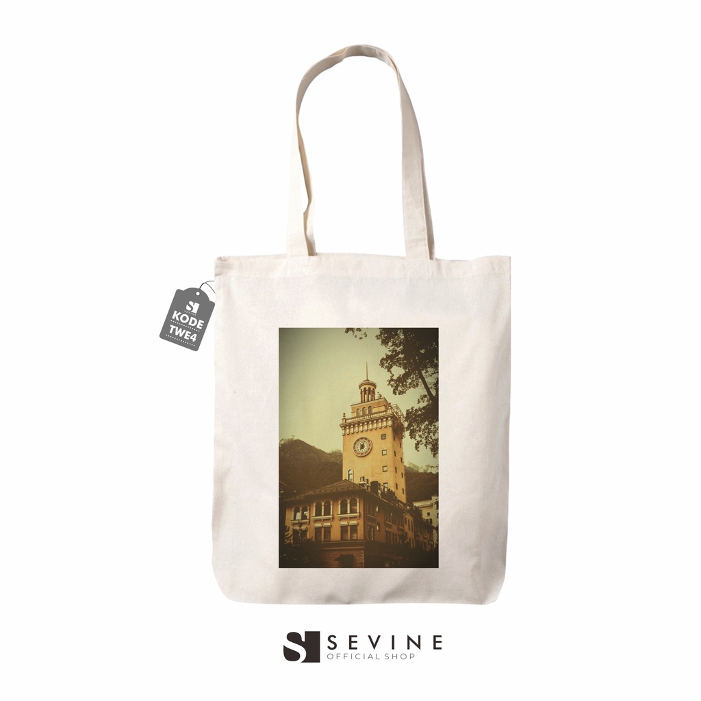 Sevine Totebag Tas Custom Wanita Tote Bag Resleting Laptop Vintage Retro - TWE