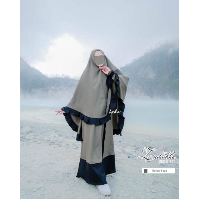 Gamis Zulaikha set by Azda | Gamis Khimar non pad Khimar kriwil