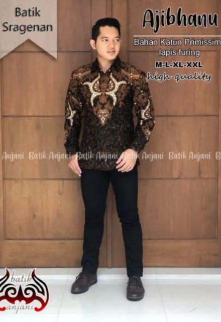 Ajibhanu Kemeja Batik Pria Atasan Batik Baju Batik Pria Lengan Panjang Batik Modern Ori By Anjani