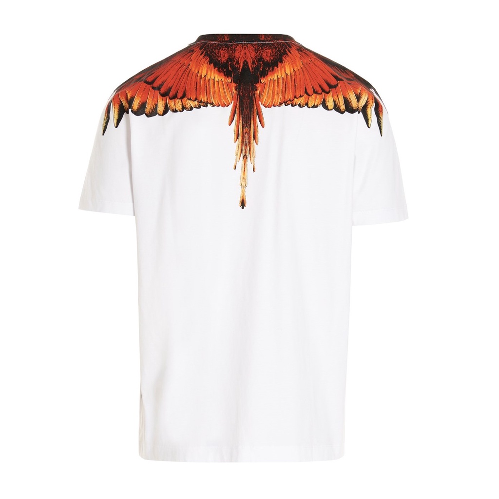 Mrclo Burlon SS22 Flame Wings Tee White/Orange 100% Original