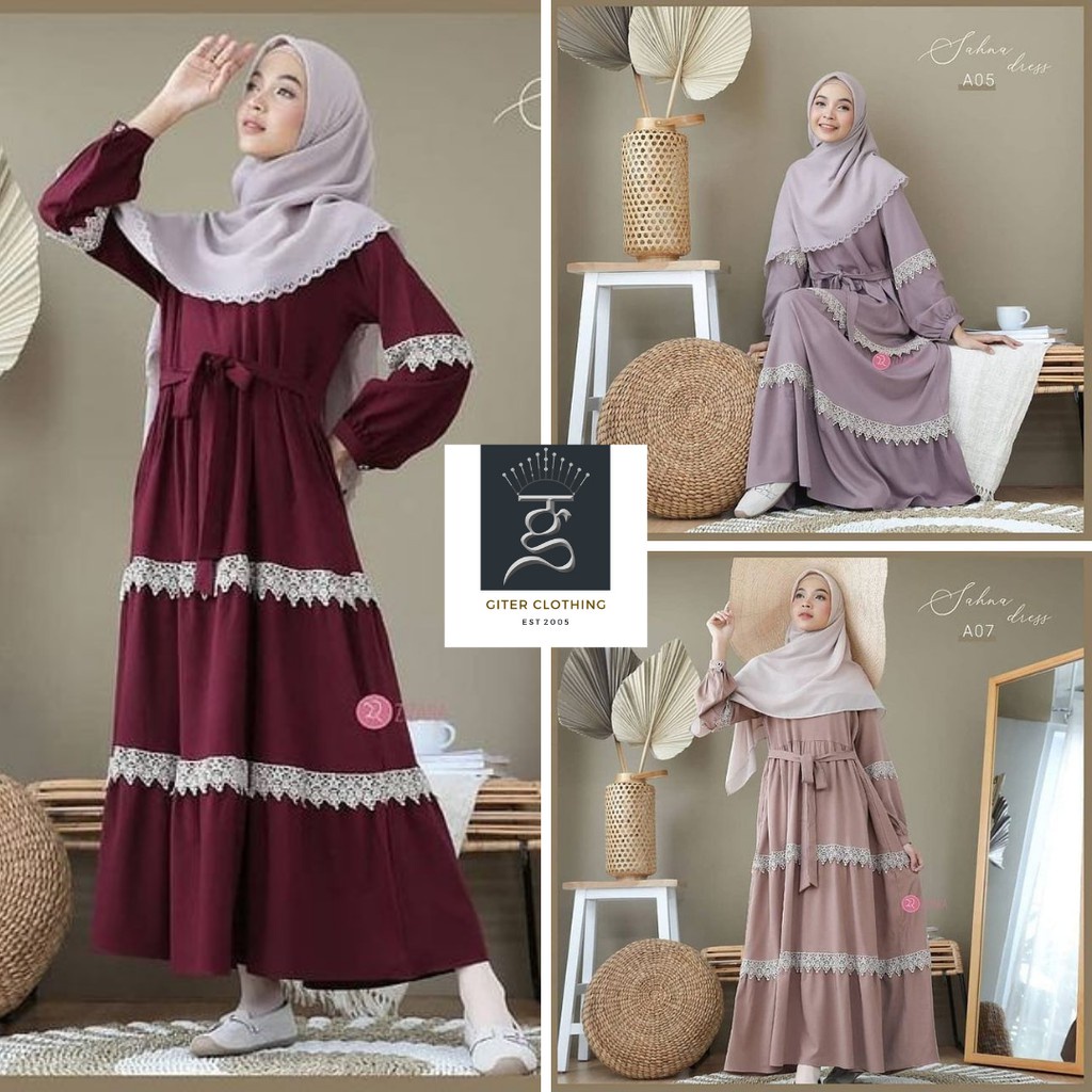 Baju Gamis Remaja /  Sahna Dress / Gamis Wanita Terbaru Kekinian / Dress Wanita Murah / Bahan Moscre