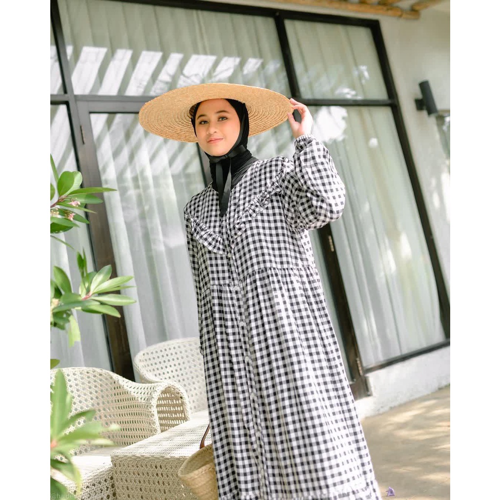 Ayana ankle dress rayon viscose premium midi dress rayon hayya dress looklike haideeorlin hayyah houdstooth khaki hayya gingham vanesza wear mimpi  series