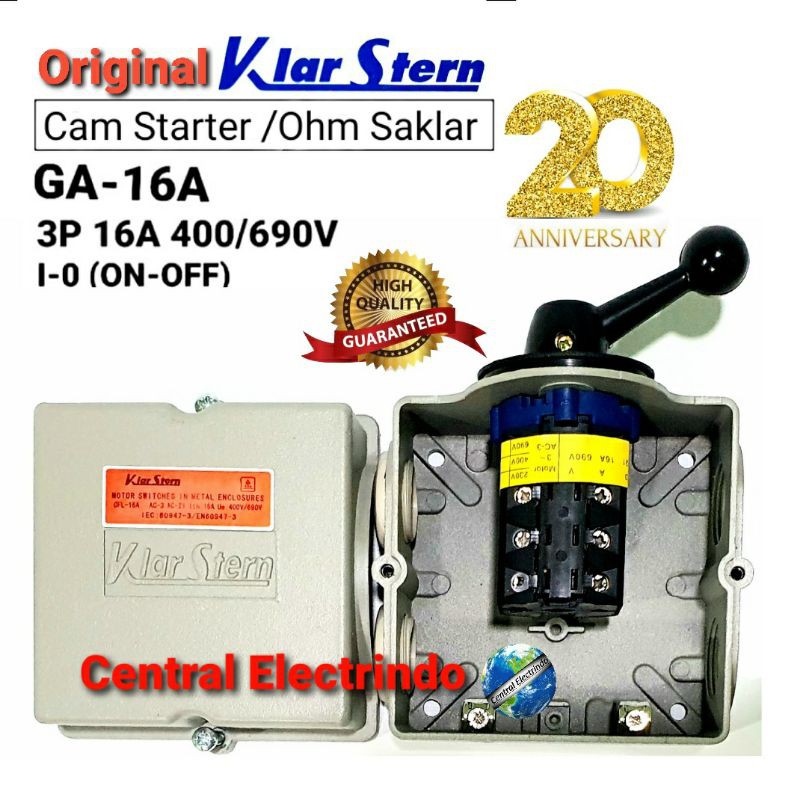 Cam Starter Ohm Saklar 3P GA-16A 3500Watt I-0 (ON-OFF) KlarStern.