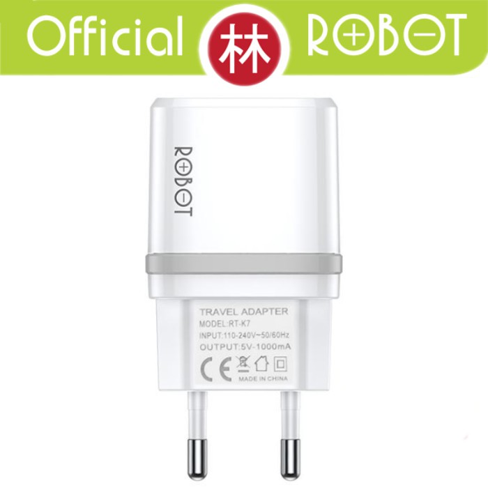 Robot RT-K7 Adaptor Charger 5V/1A Fireproof Charger With Micro USB Cable