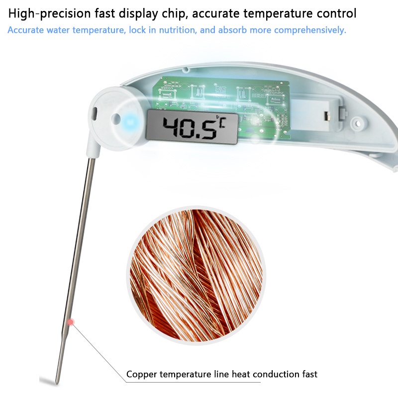 1pc Termometer Makanan Digital Model Lipat Bahan Stainless Steel Ultra Tipis Untuk Bbq