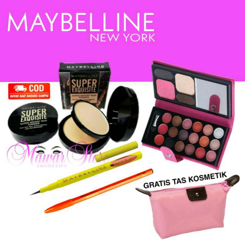 Kosmetik kecantikan wanita / Paket lengkap kosmetik Maybelline 4 in 1