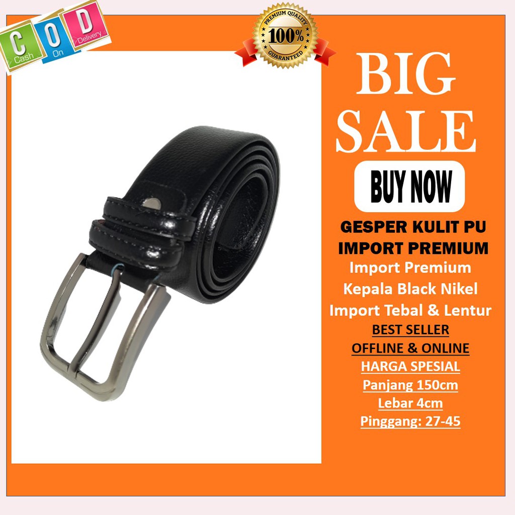 Ikat Pinggang Pria Sabuk Jumbo Gesper Cowok Men Belt Kulit PU Panjang 150cm