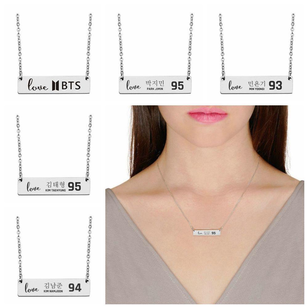 Lily BTS ARMY Kalung Hadiah Perhiasan Perhiasan Persegi Panjang Charms Tulisan Inggris