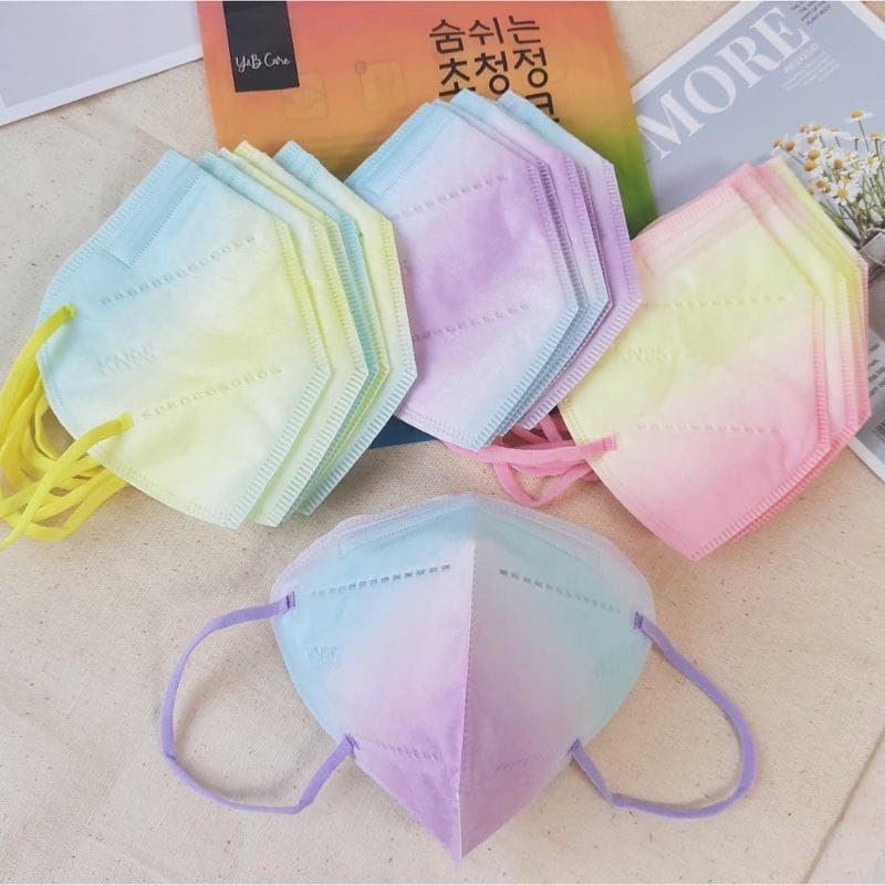 Masker Kn95 Dewasa Gradasi pelangi - Masker Dewasa Ombre - Gradasi Rainbow Kn95 - 5 Ply isi 10 Pcs