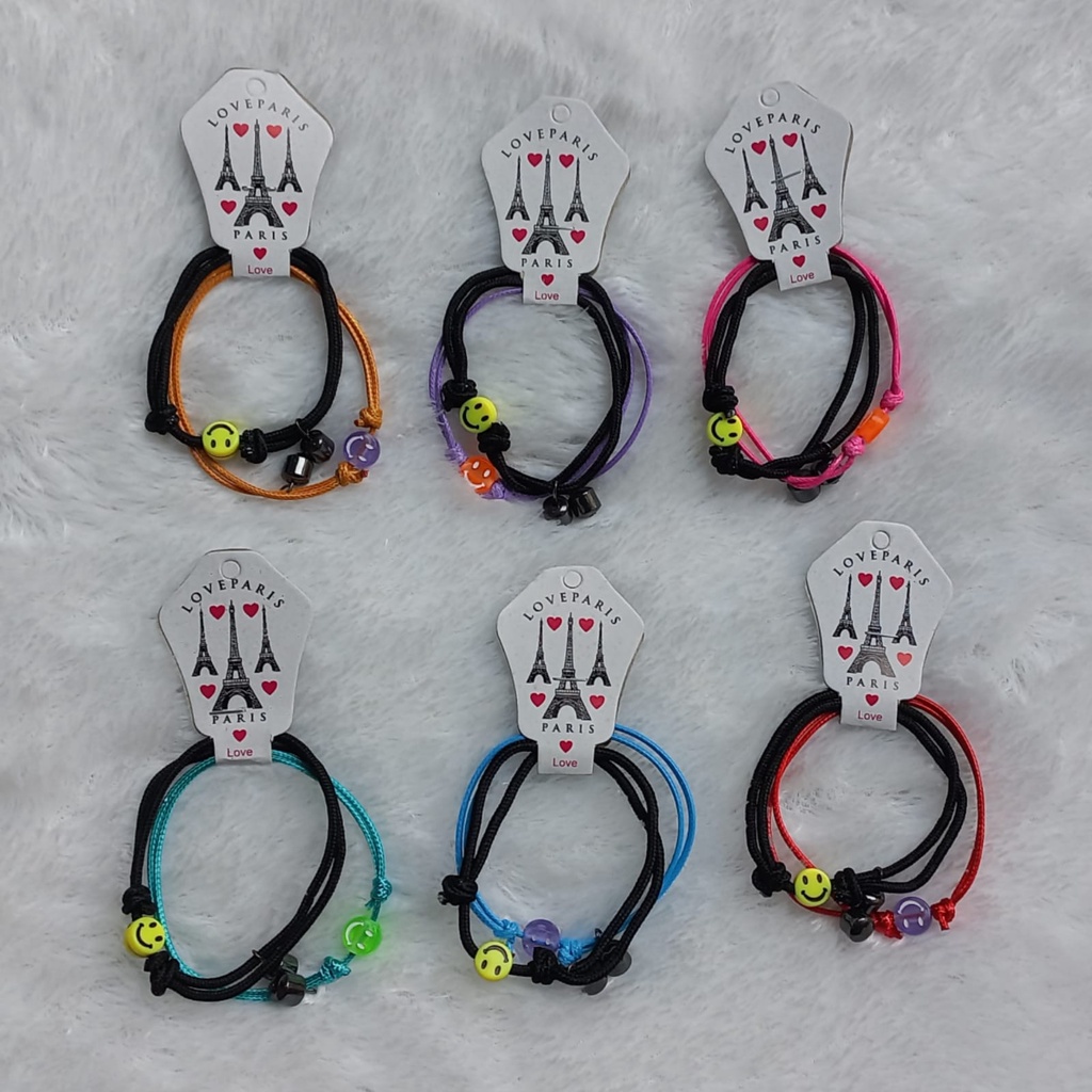 (COD) Gelang Love Import Couple Magnet Gaya Korea 2pcs - Gelang Tangan Tali Kepang  Pasangan Wanita/Pria