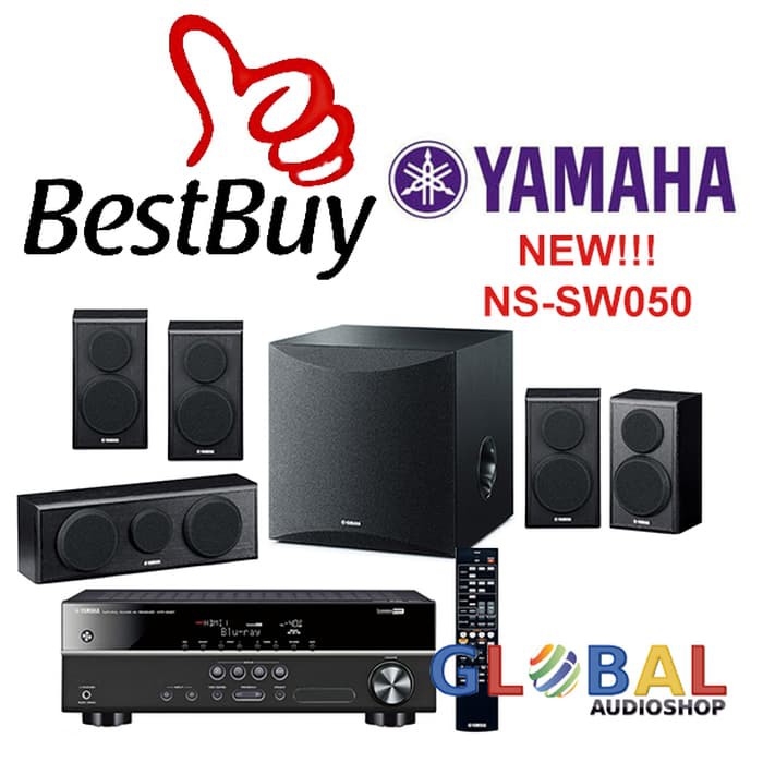 Paket Yamaha Home Theater 5.1 HTR-2071 HTR2071,NSPA150 NS-PA150 ,NSSW050 NS-SW050 - Hitam