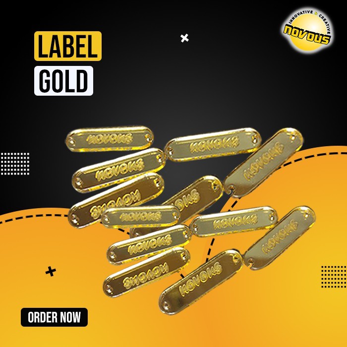 

Label Akrilik gold mirror hijab , label merk - 3,5 x 1 cm