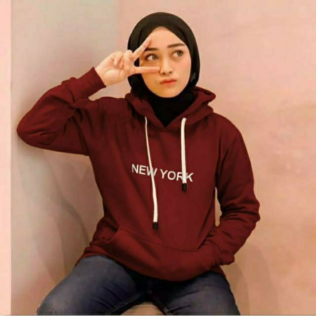 Parisdivarious Sweater Hoodie Jemper Piece Newyork Hijab Hijrah Bahan Fleece Size S - XXL (Pria &amp; Wanita)