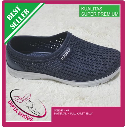 jelly shoes kets pria sepatu slip on luofu casual import 40-44 1618