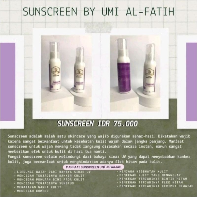 SUNCREEN SPRAY UBC UMI AL-FATIH BRIGTENING UV FILTER