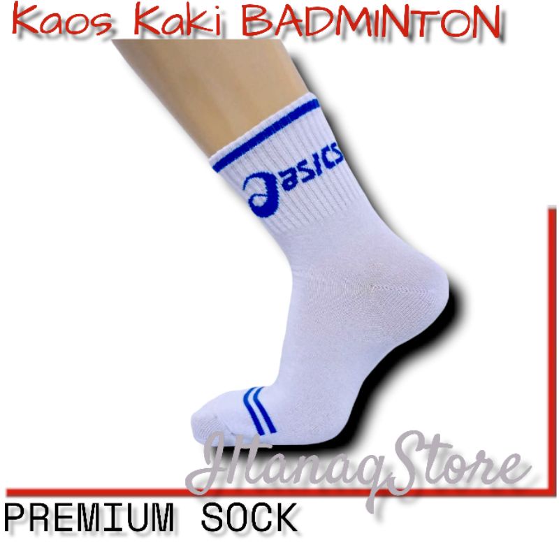 Kaos Kaki Sport/ Kaos Kaki Motif Oasics Putih