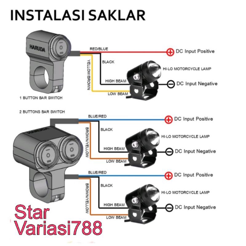 Saklar motor on off on 2 tombol double bracket stang switch handlebar switch bahan aluminium