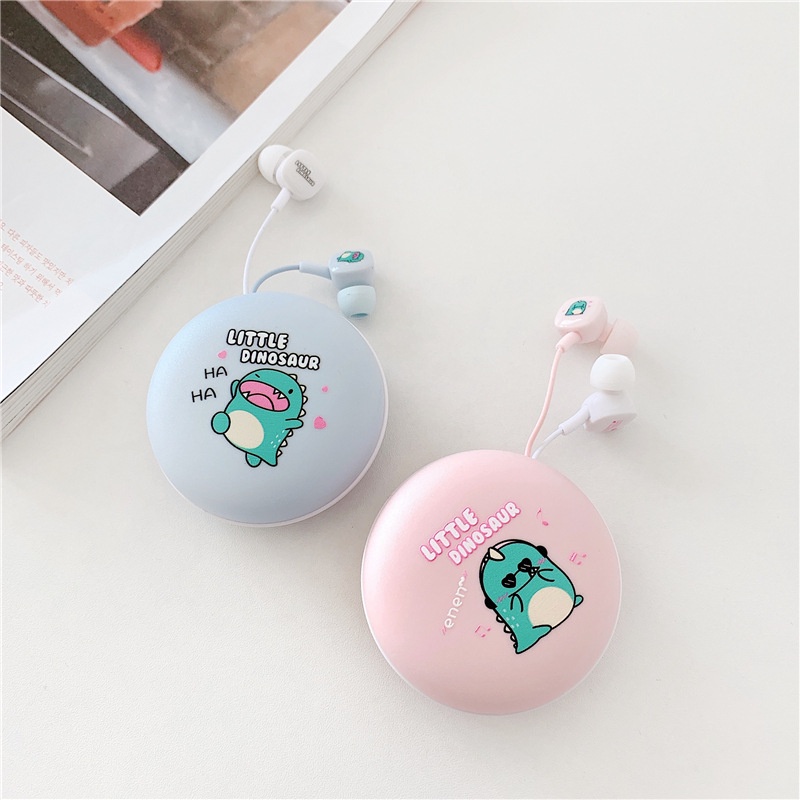 Headset Earphone In-ear Kabel 3.5mm Bass Dengan Mic + Kotak Penyimpanan Untuk Wanita