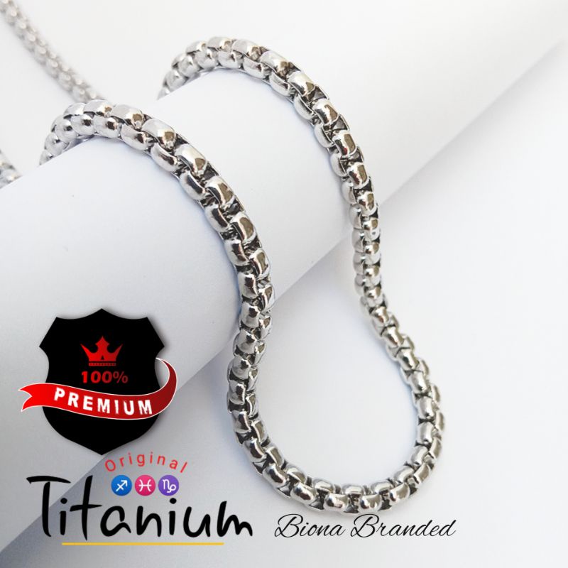 Kalung Titanium Rolo Jumbo Silver, Kalung Pria terbaru dan kekinian, kalung Titanium Anti karat