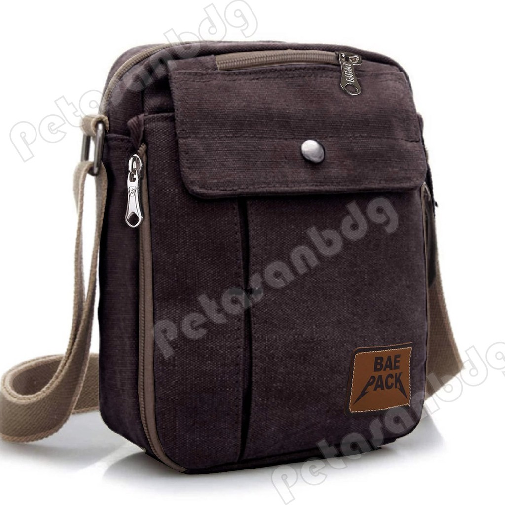 PTS -Baepack Vineyard Canvas Multifunction Travel Satchel Messenger Shoulder Bag - Dark Brown