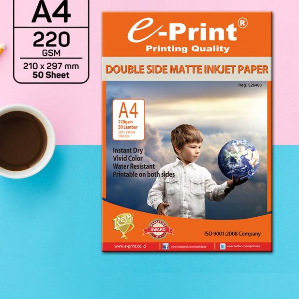 

♗ Kertas Foto e-Print Double side matte paper 220 gsm ❋