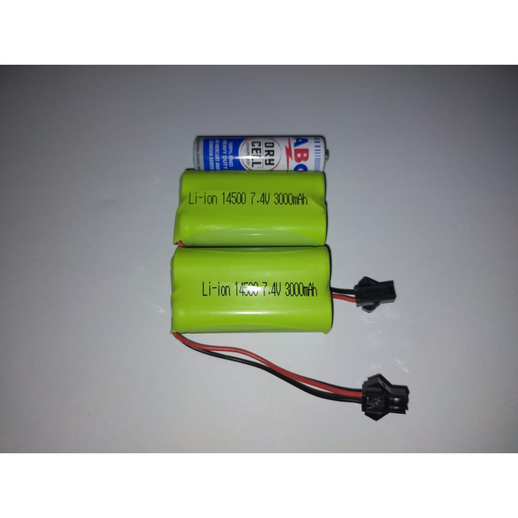 Batre RC Mobil Remot 7.4V 7,4V 3000mAh Socket Hitam 2pin 2x14500