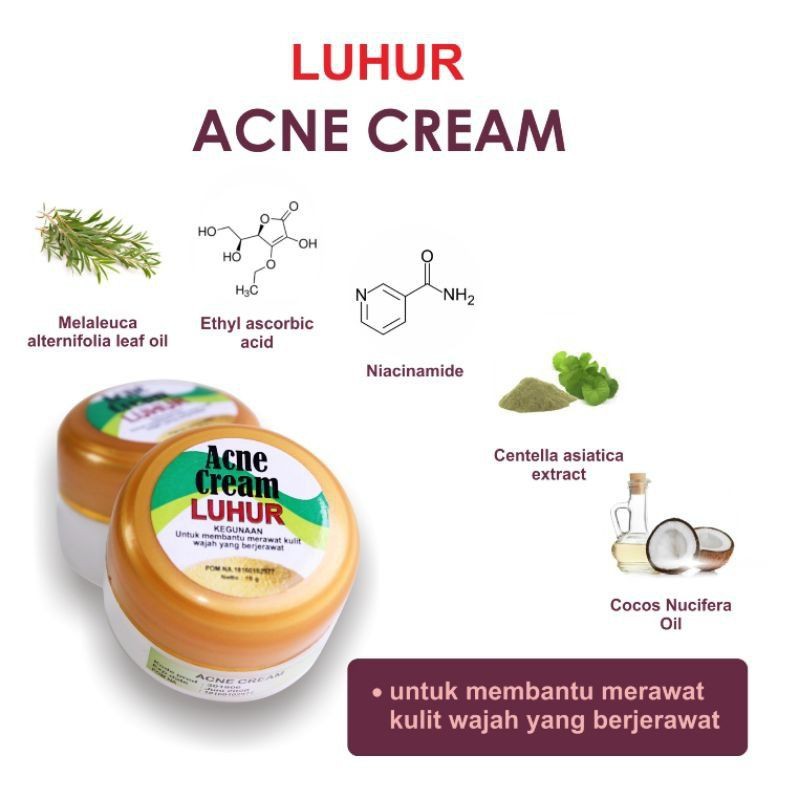 Cream Jerawat Luhur Kosmetik Acne Krim Obat Jerawat Kulit Wajah Berminyak Berjerawat